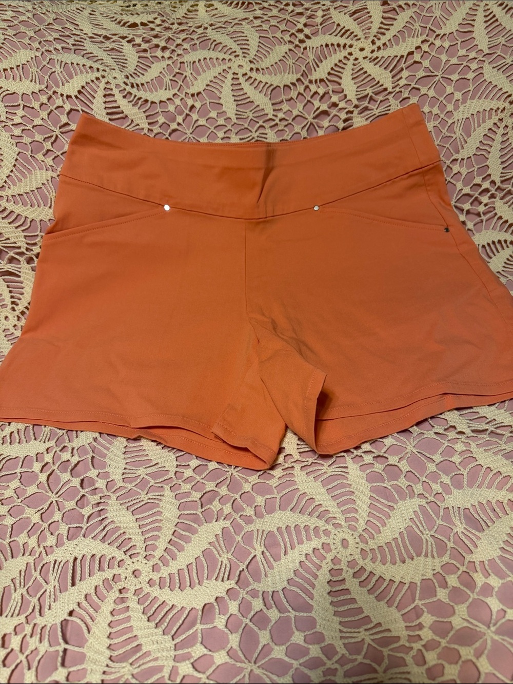 INC International Concepts Orange High-Waist Bike Shorts